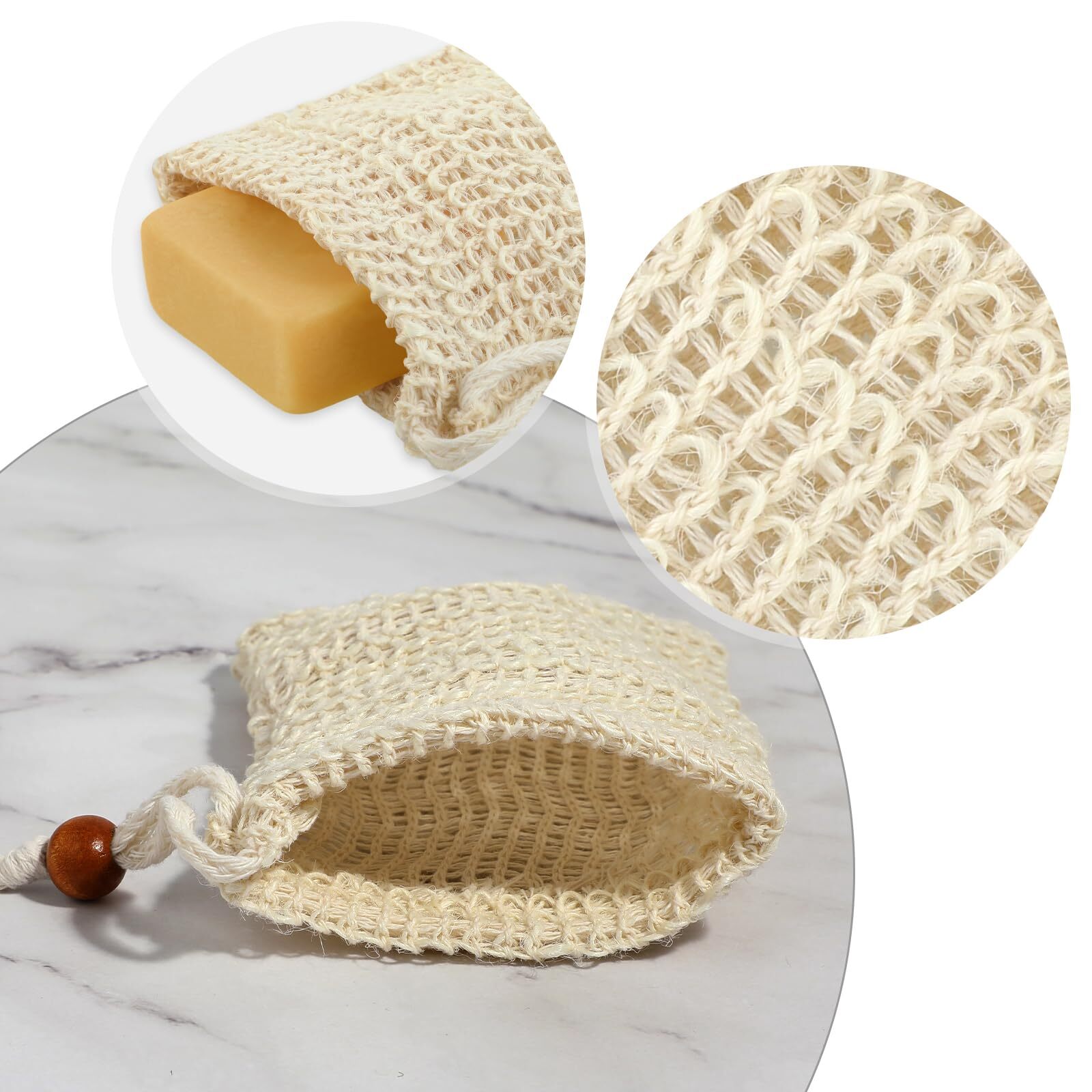 4pcs Soap Bags Natural Sisal Soap Saver Bag Exfoliating Soap Pouch Soap Scrubber