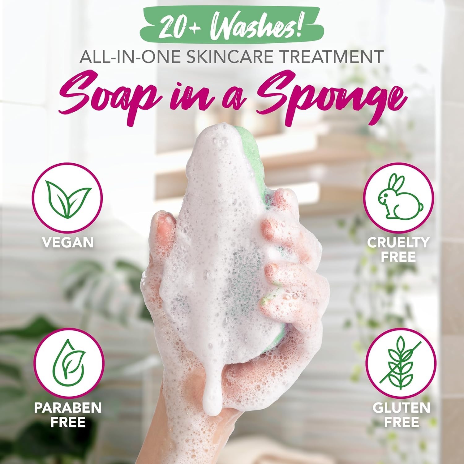 Spongeables Anti-Cellulite Body Wash in a Sponge, Moisturizer and Exfoliator, 20
