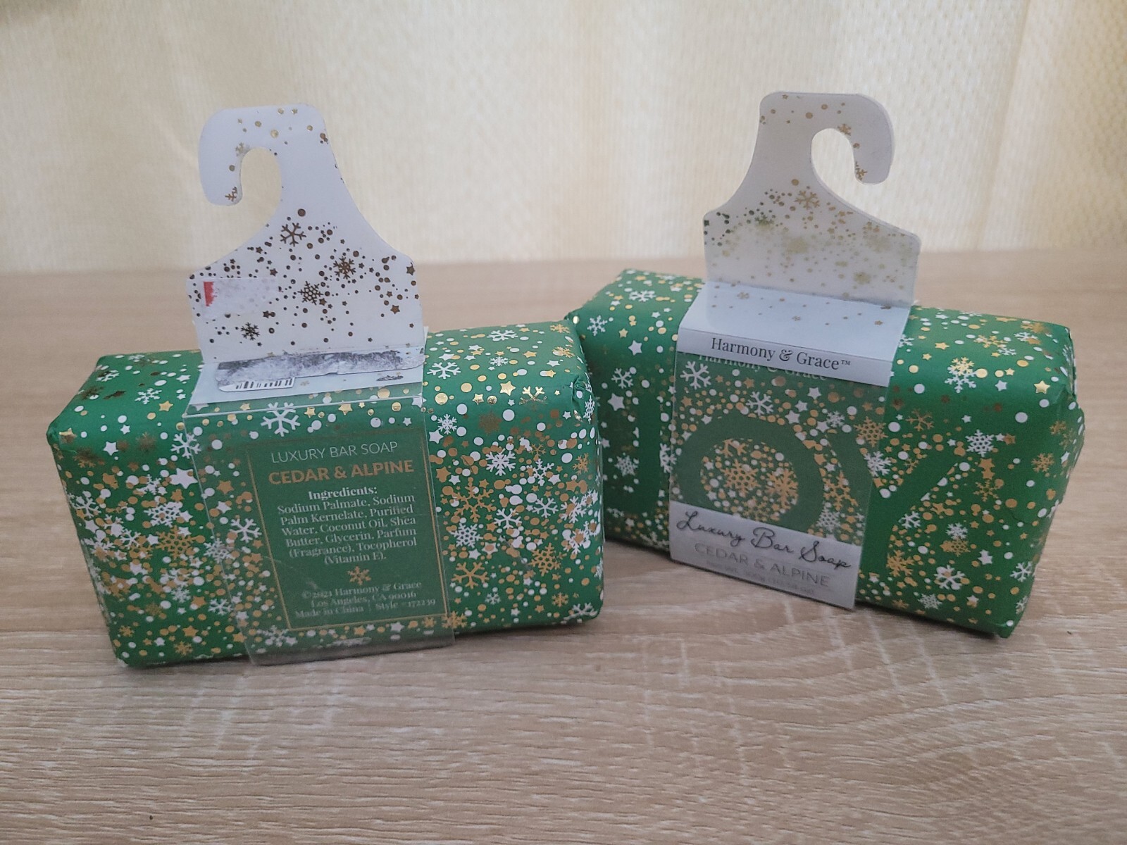 Harmony & Grace Luxury Bar SOAPS Christmas gift Wrapped Cedar & Alpine 10.58 oz