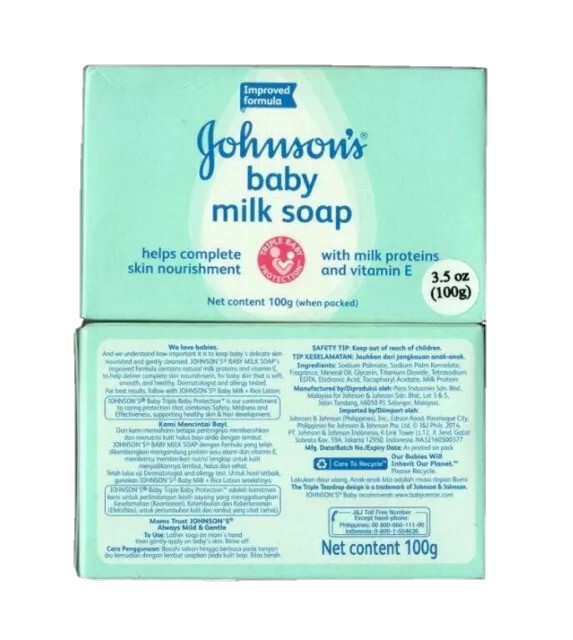 2 x Bars Johnson’s Baby Milk Soap. Free Shipping!