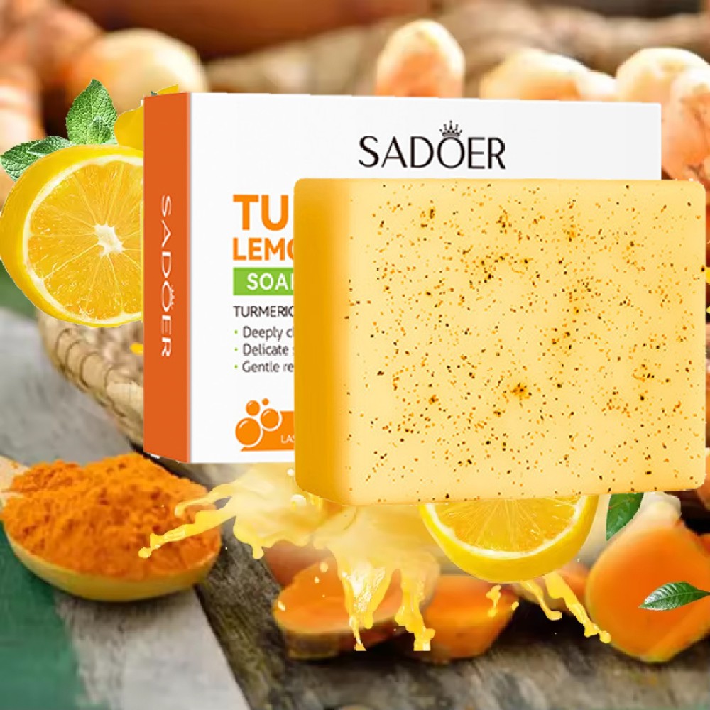 Lemon Turmeric Kojic Acid Soap Bar, Turmeric Face and Body Soap, Deep Clean 100g
