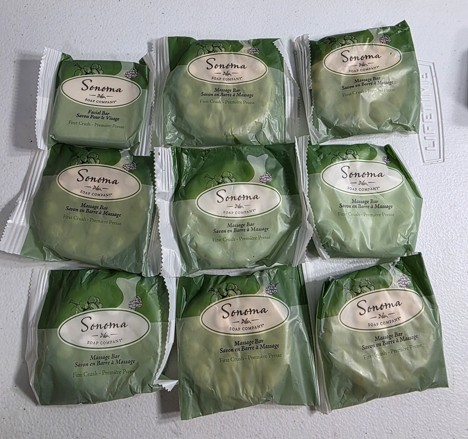 Lot Of 8 Sonoma Soap Company Massage Soaps 1 Facial Bar First Crush Travel Size