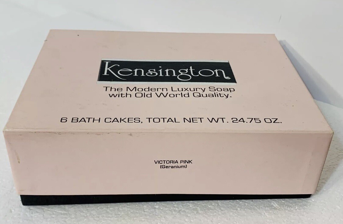 VINTAGE KENSINGTON 6 PC BOXED SET LUXURY GERANIUM SCENT BAR BATH SOAP 24.75 OZ