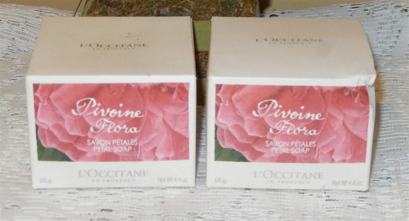 L’OCCITANE LOT OF 2 PEONY (PIVOINE) FLORA PETAL SOAPS NIB