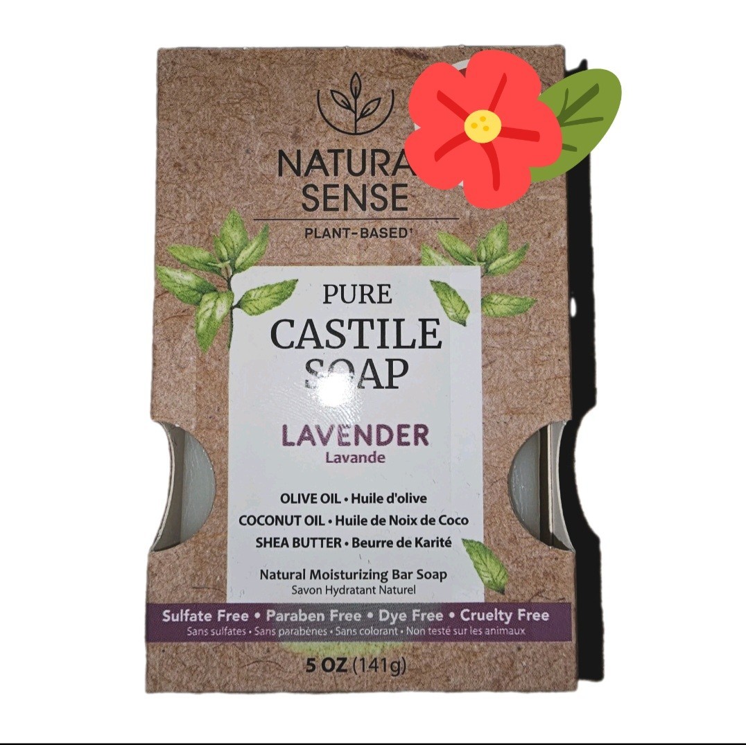 Natural Sense Castile Soap 4 Pack 5oz Lavender Plant Based Sulfate Free Bars