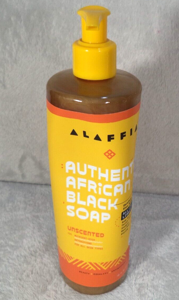 Alaffia Authentic African Black Soap All-In-One Liquid Soap 16 oz Unscented NEW