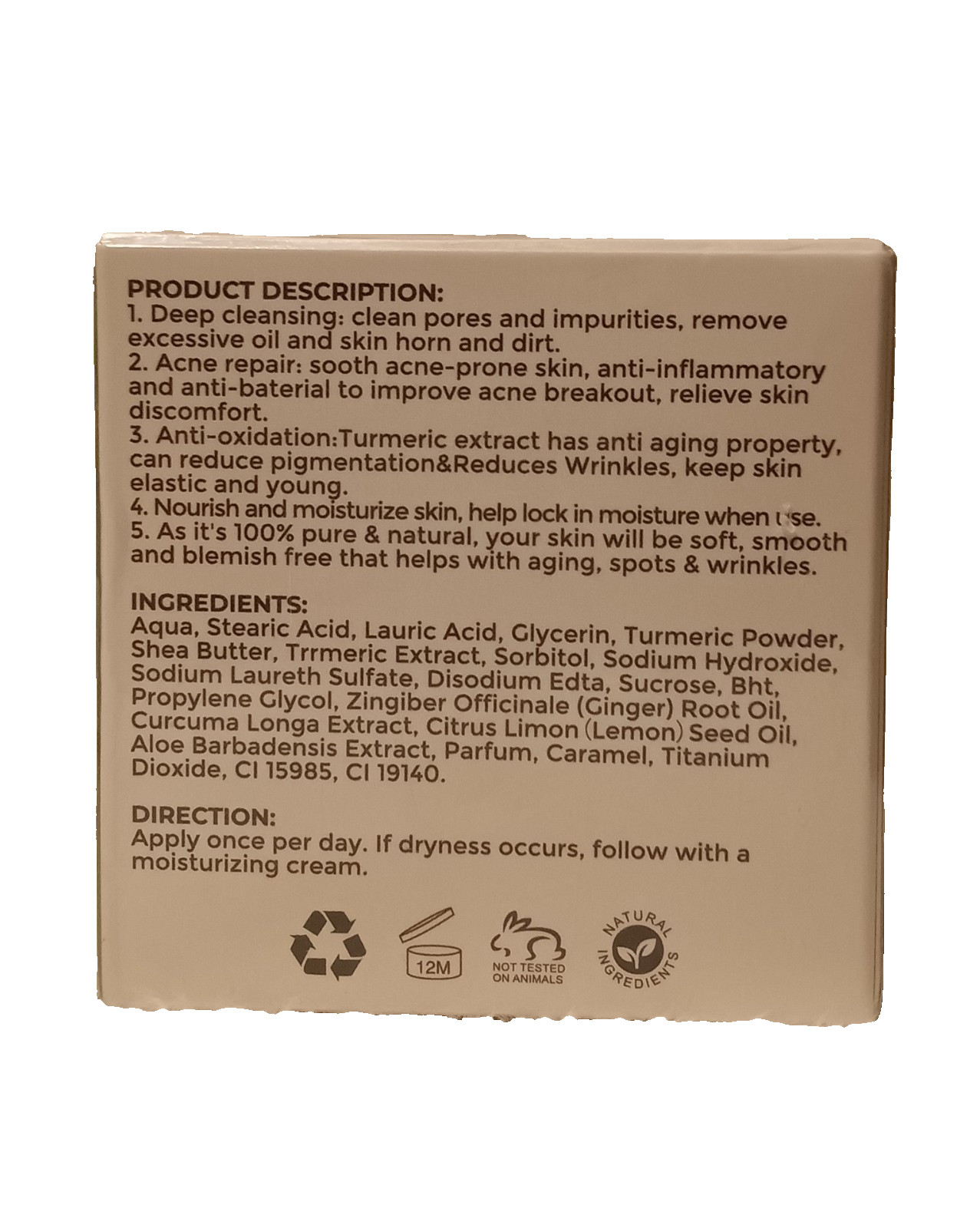 6x AM Vital Natural Turmeric Bar Soap For Face & Boby 10g Each. Ex.2027