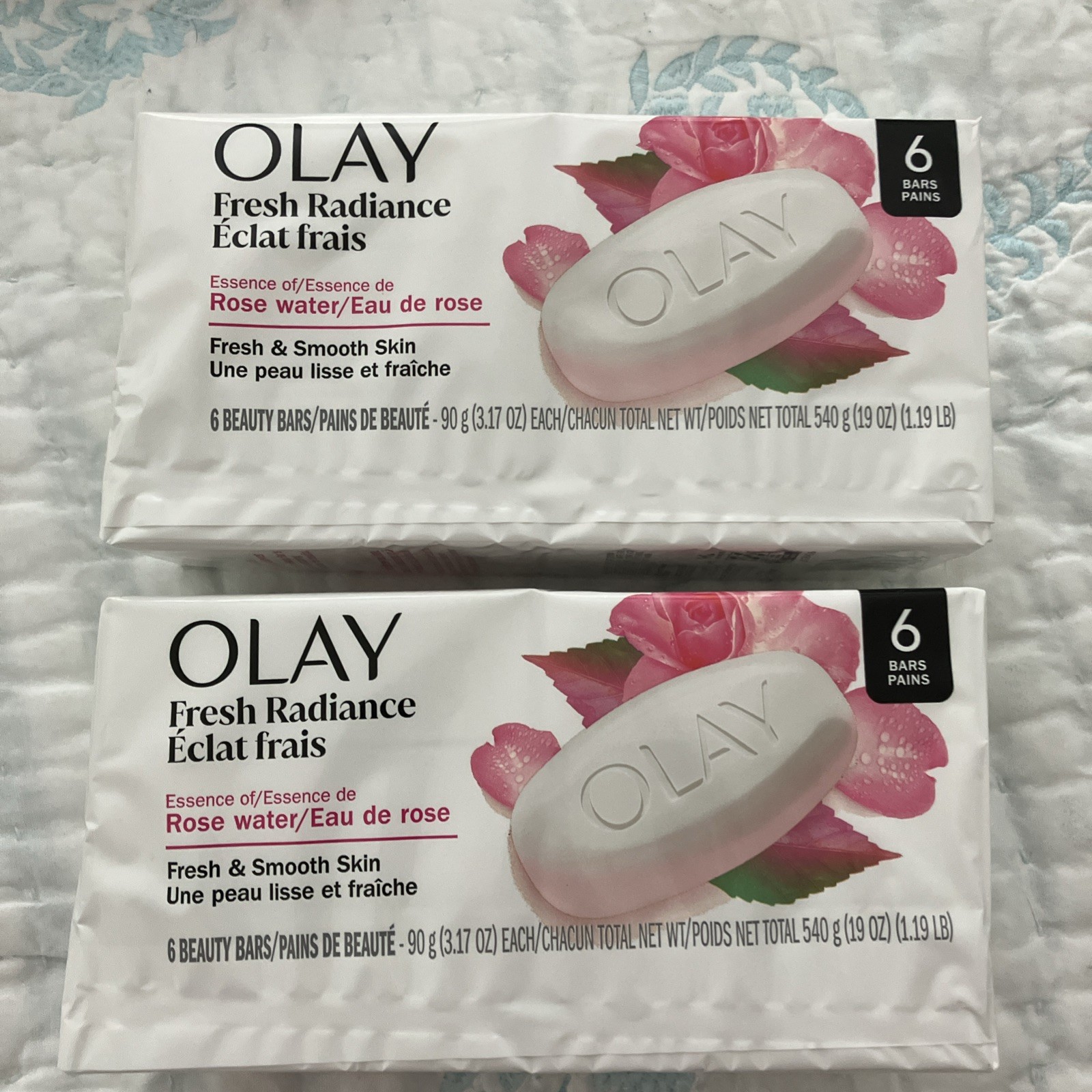 OLAY Fresh Radiance Rose Water Beauty Bar Soap, 2 packs @ 6 bars – 12 bars