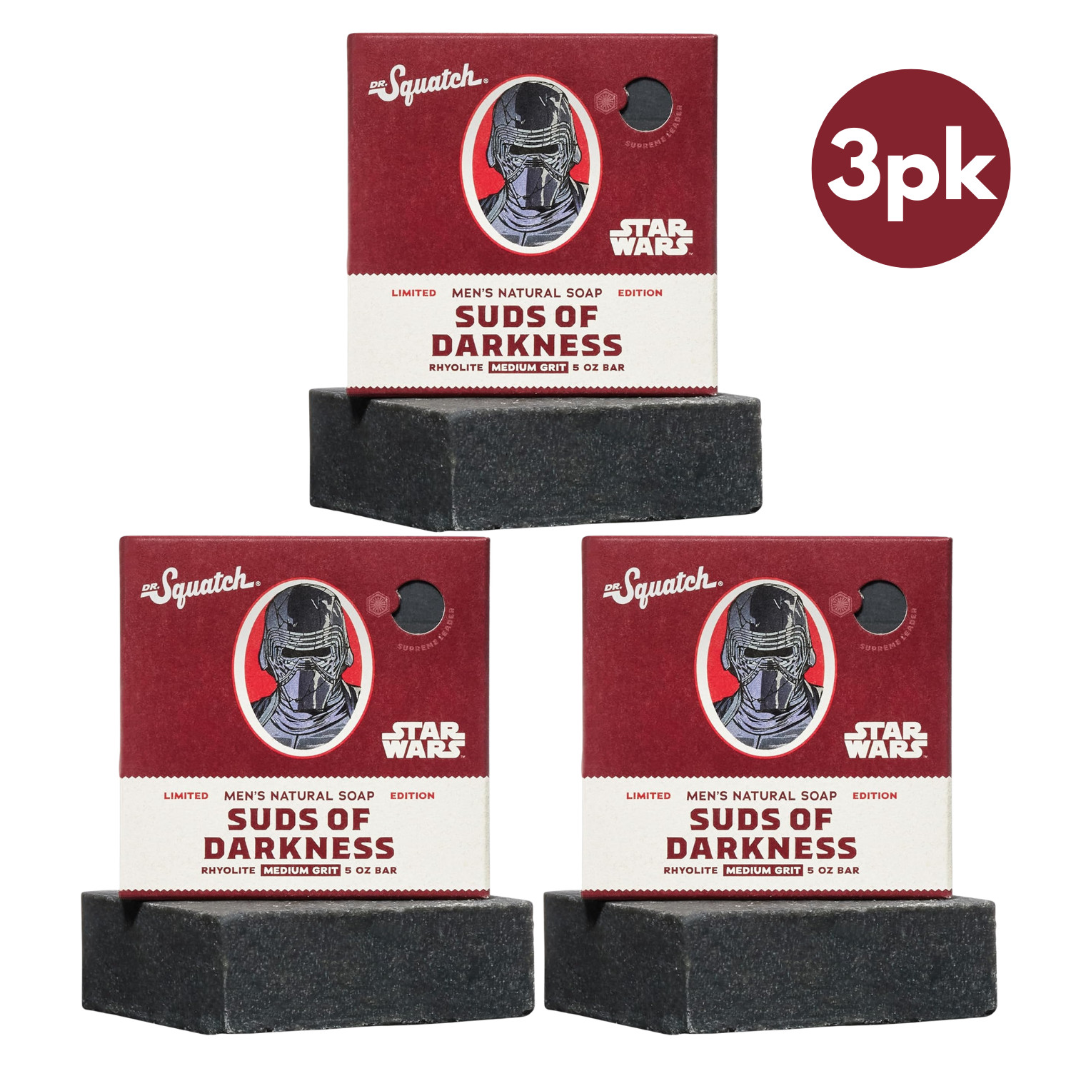 3Pk Dr Squatch Suds of Darkness Star Wars Natural Soap Bars 5 Oz