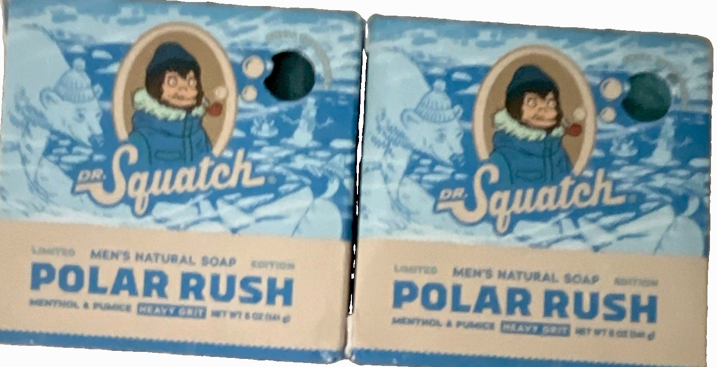 Dr. Squatch Polar Rush Men’s Natural Soap Bar Menthol Pumice Heavy Grit 5 oz /2
