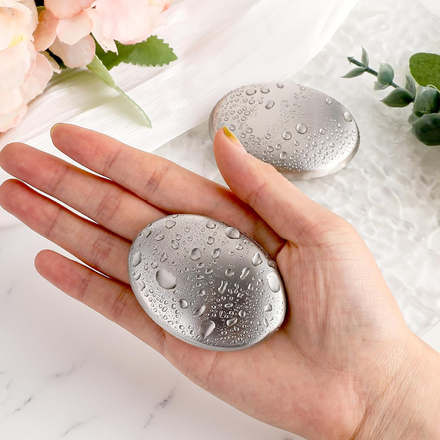 2 PCS Stainless Steel Soap Bar Odor Absorber Metal Odor Remover Bar Eliminating