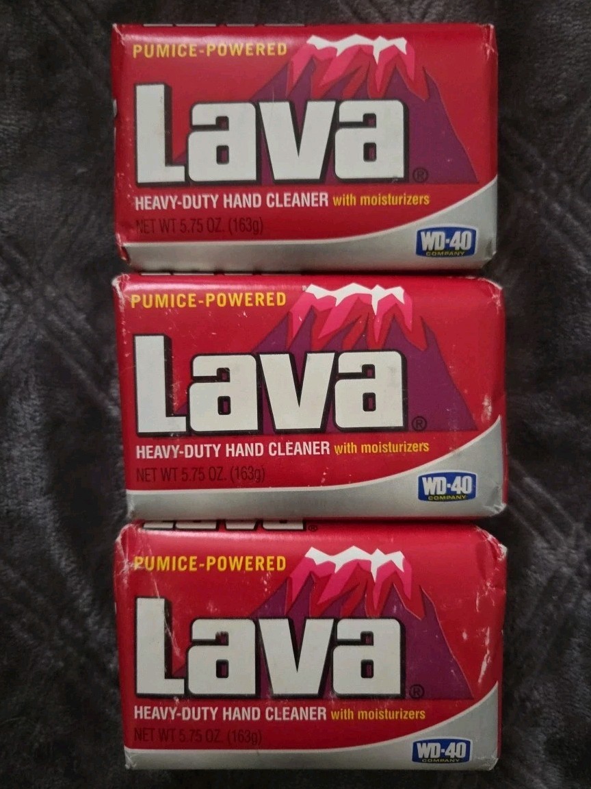 Set of 3 Lava Hand Soap 5.75 oz Bar Heavy Duty Pumice Powered Cleaner, WD40