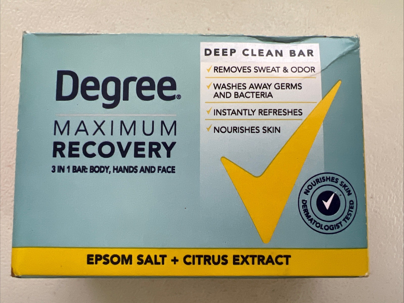 Degree Maximum Recovery- Epsom Salt + Citrus Extract 3.75 oz Bar Soap- 3 Bars