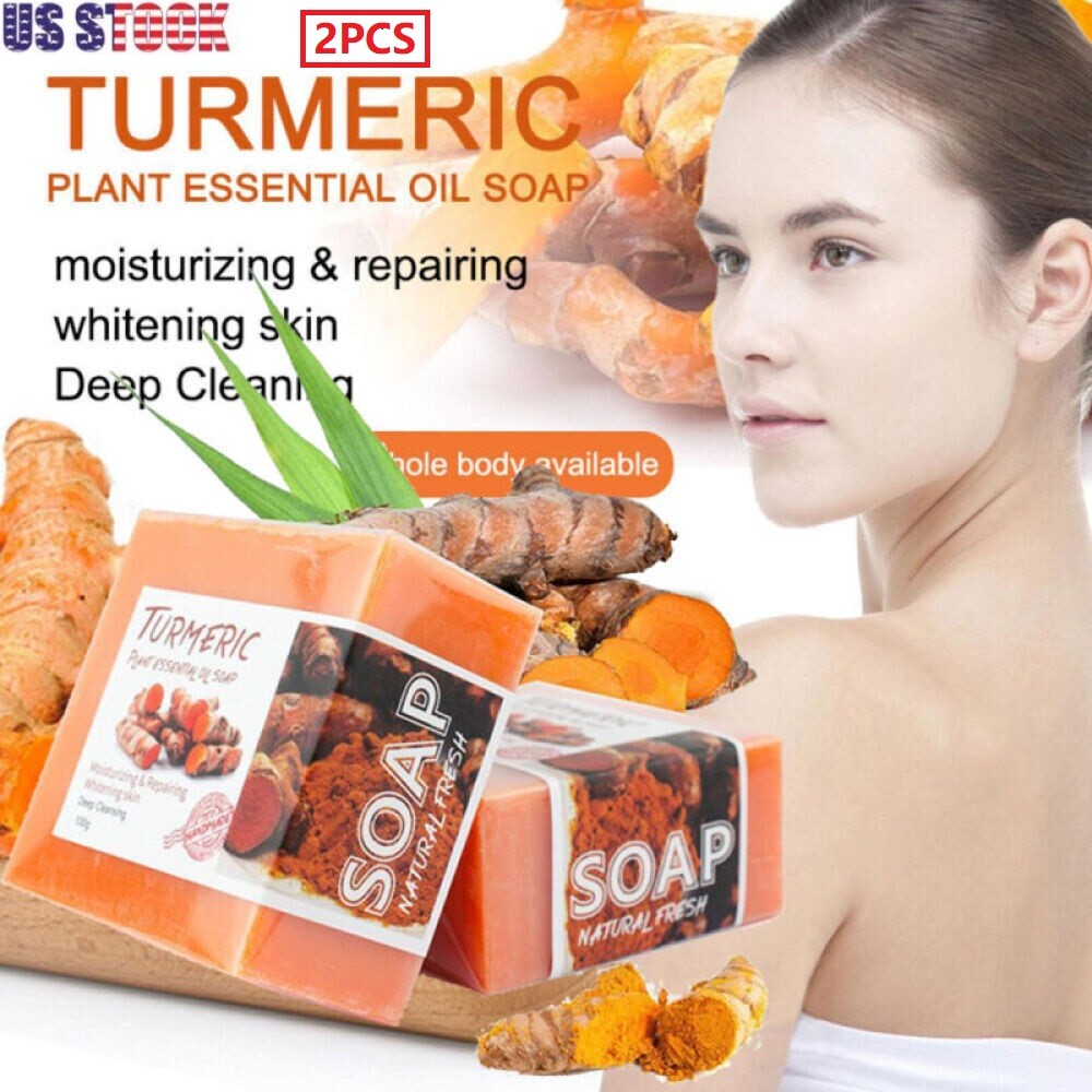 3PCS Tumeric Soap Skin Whitening Dark Spots lightening Acne Brightening Turmeric