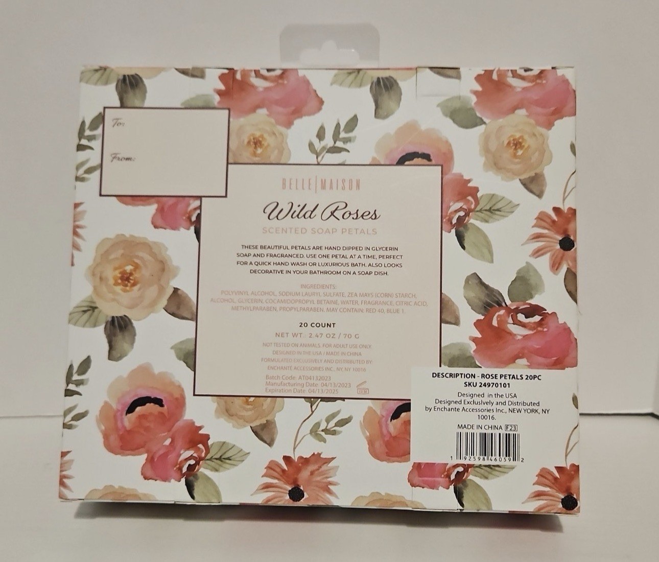 Belle Maison Wild Roses Rose Scented Soap Petals 20 Count 2.47 oz Hands/Body