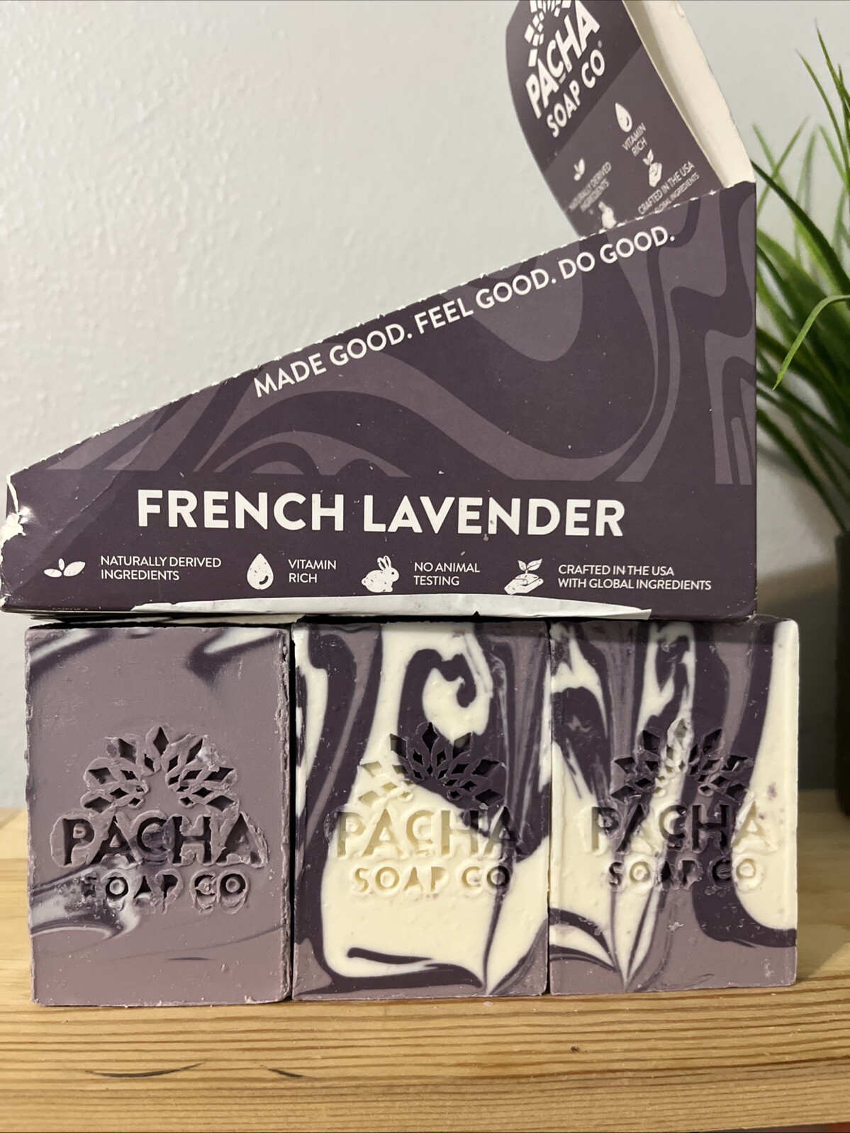 3 Pack Pacha Soap Company French Lavender Bar Soap Lavender Essential Oil 4 Oz