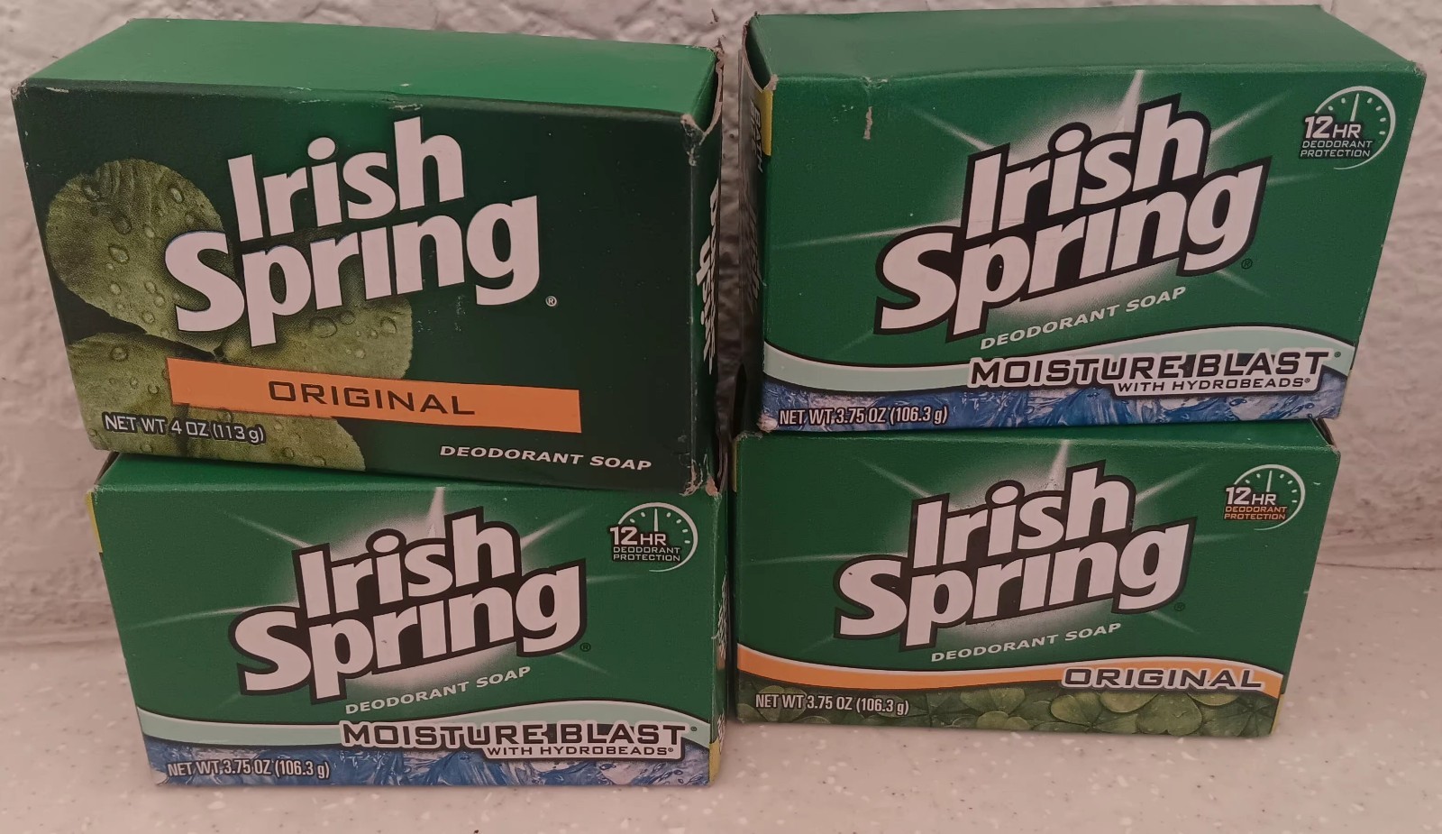Irish Spring Soap Lot Of 4 Mix ORIGINAL Moisture Blast In Box Collectors