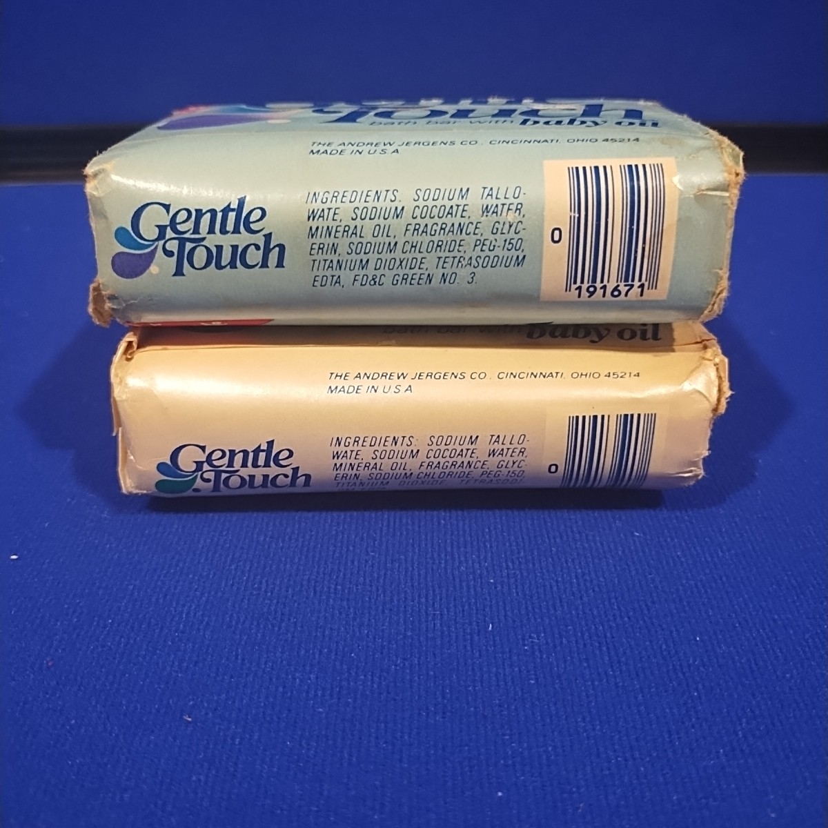 Vintage Gentle Touch Soap Bar Baby Oil Lot Of 2 Pack Aqua 4.75 oz NOS USA Bath