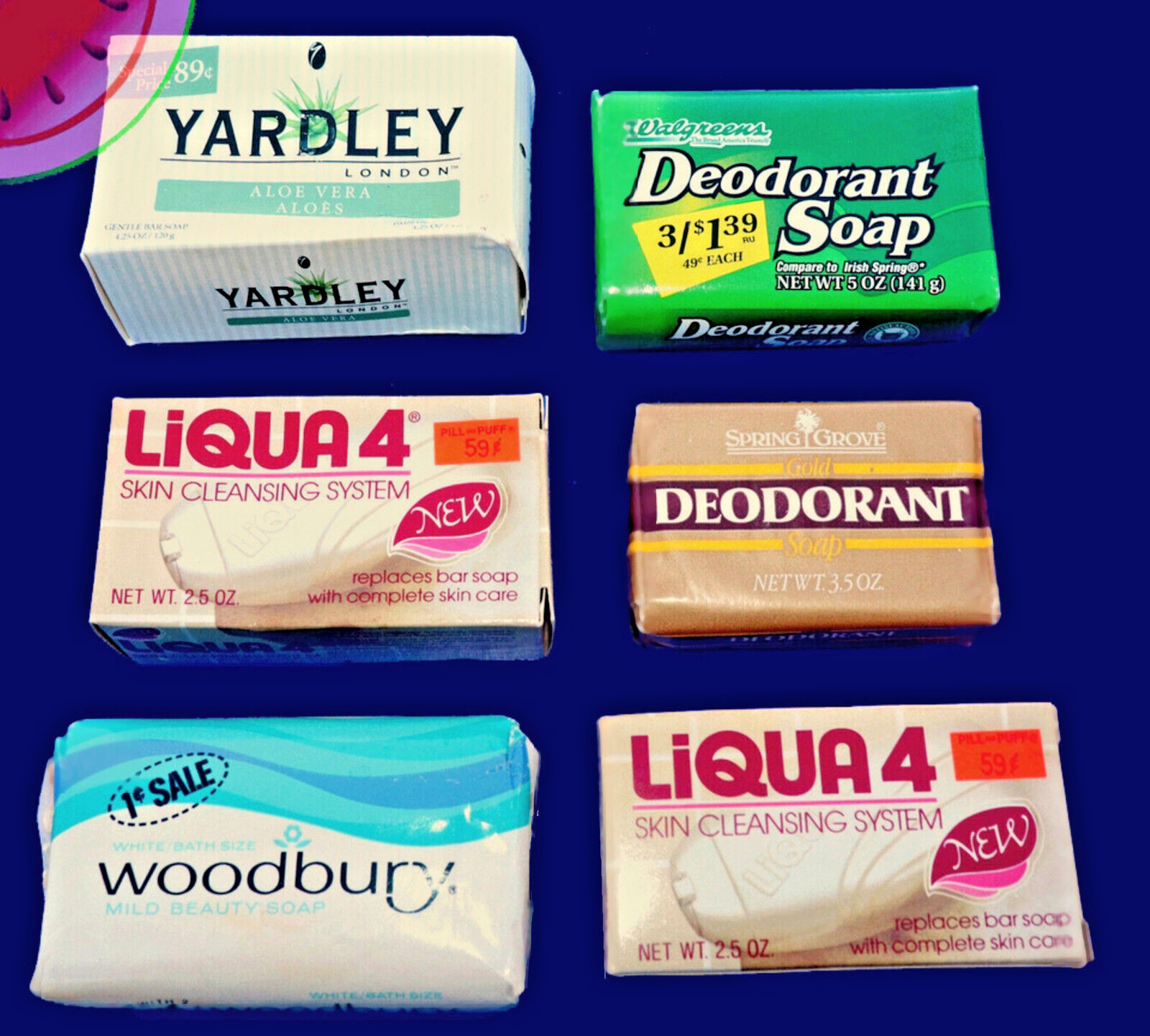 Lot 6 BARS OF RETRO SOAP Collection Various Brands Woodbury Vintage 70’s 80’s