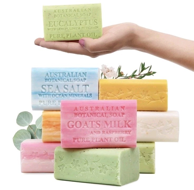 Australian Botanical Soap Variety Pack, 6.6 oz Bars Goat Milk, Sea Salt, Lemon