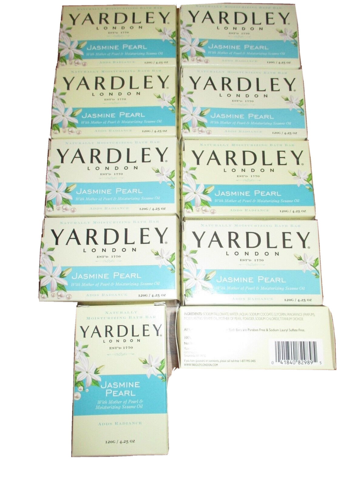 lot of 10 Yardley London Jasmine Pearl w Moisturizing Sesame Oil Bar Soap 4.25oz