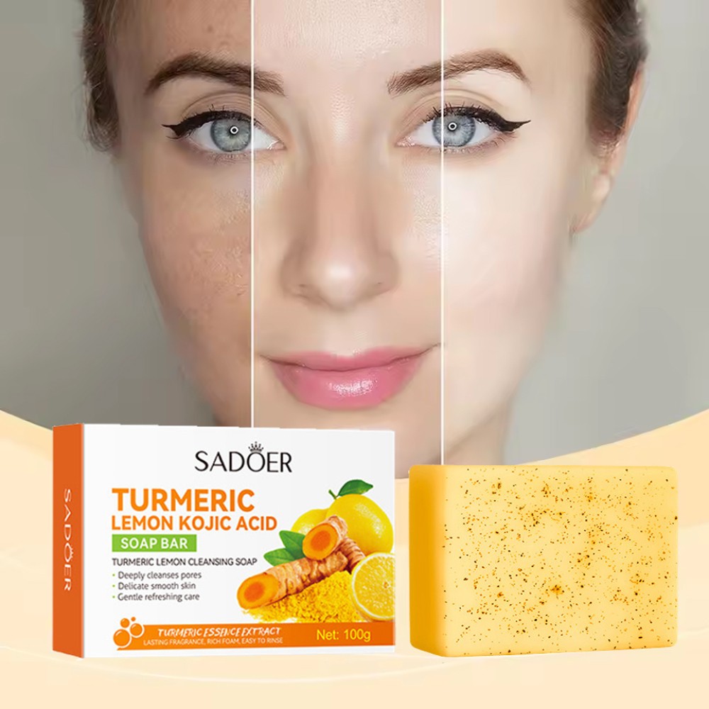 Lemon Turmeric Kojic Acid Soap Bar, Turmeric Face and Body Soap, Deep Clean 100g