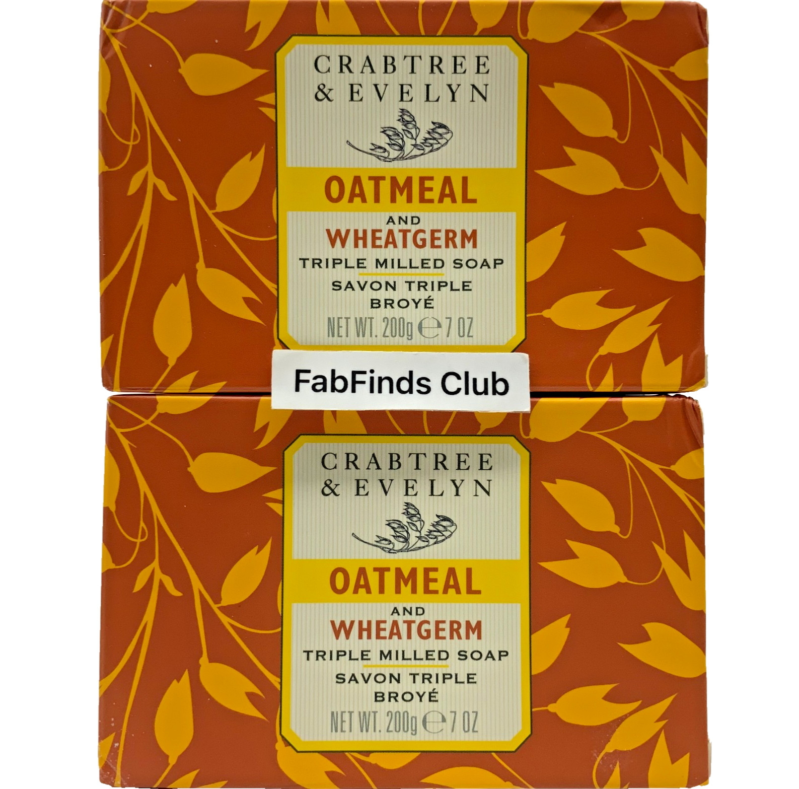 2x Crabtree & Evelyn Oatmeal Bar Soap Triple Milled 14oz (2x7oz) Jumbo Size