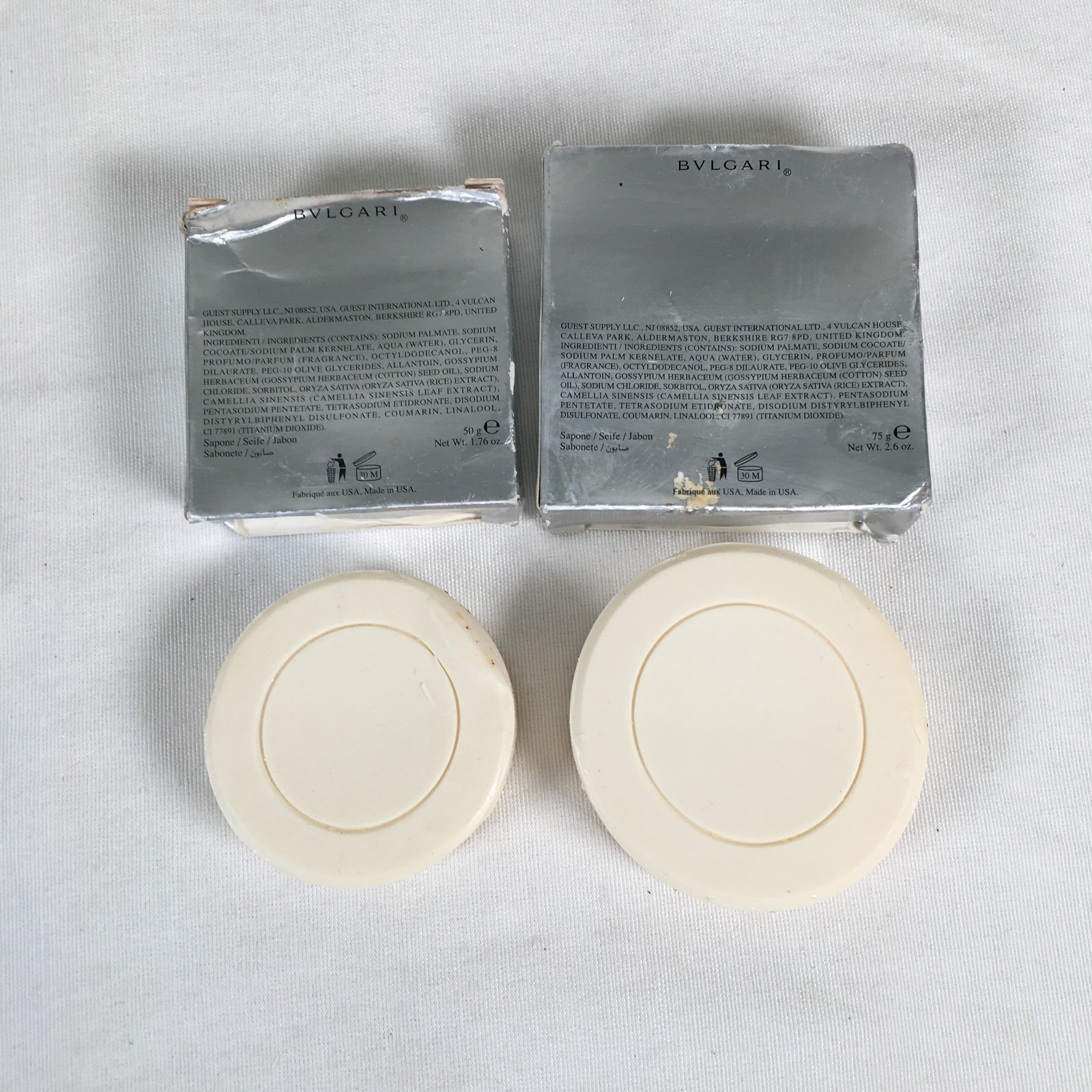 Lot of 2 Bvlgari Eau Parfumee au the Blanc Savon Soap 2.6oz & 1.76oz