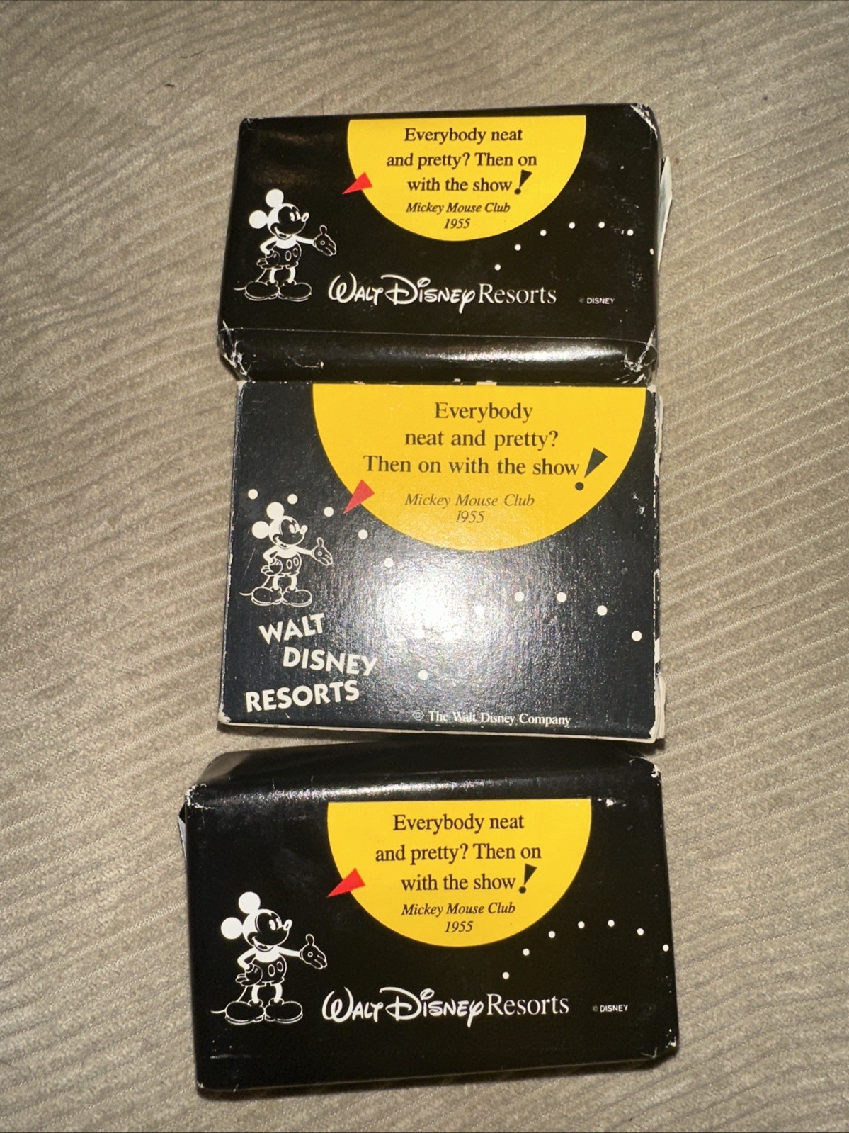 LOT OF THREE VINTAGE MICKEY MOUSE DISNEY RESORT SOAPS 2 BATH AND 1 FACIAL/TRAVEL