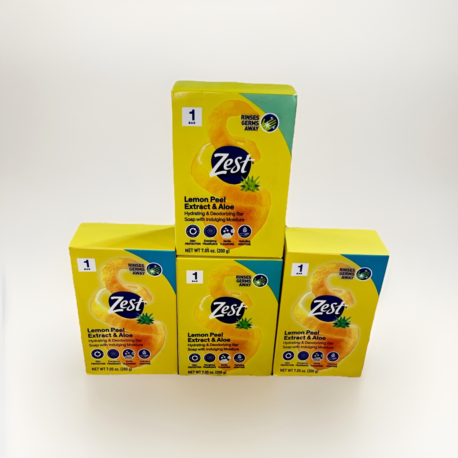 4x Bars ZEST Lemon Peel & Aloe Bar Soap Hydrating Deodorizing 7.05oz Each NEW