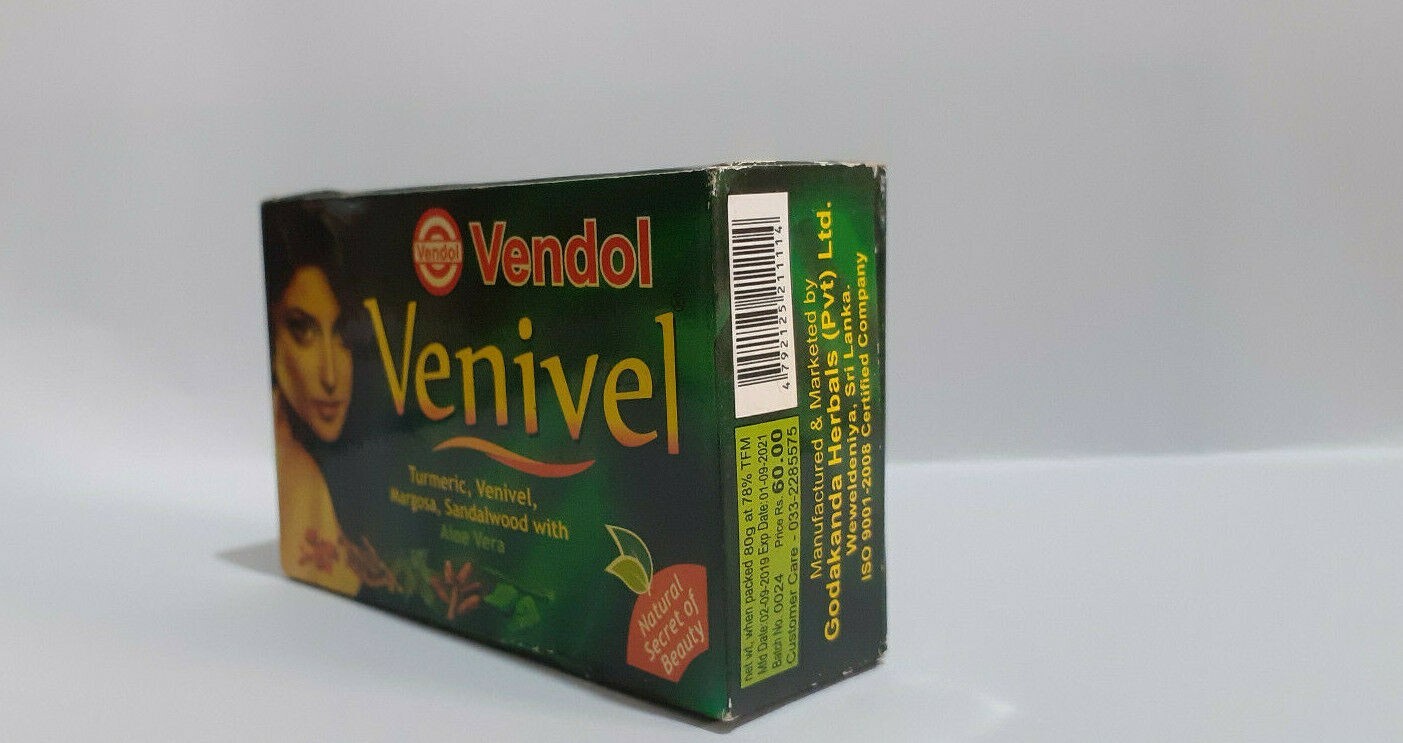 VENDOL VENIVEL Herbal – 80g Ayurvedic Beauty Soap Pure NATURAL From Sri Lanka