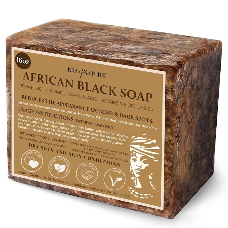 Era of Nature African Black Soap Raw Organic 1lb