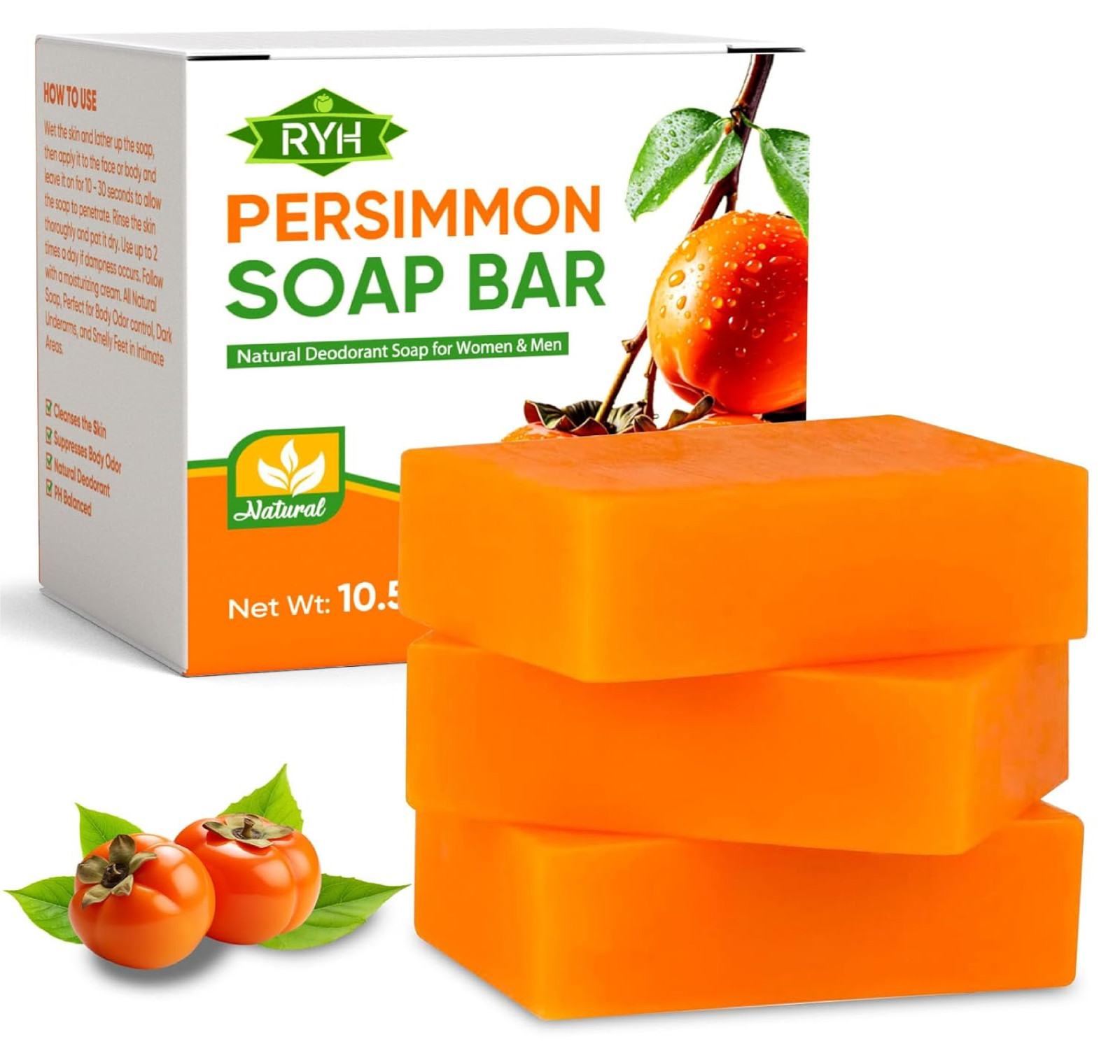 Persimmon Soap Bar for Body Odor Control – Natural Deodorant for All Ages