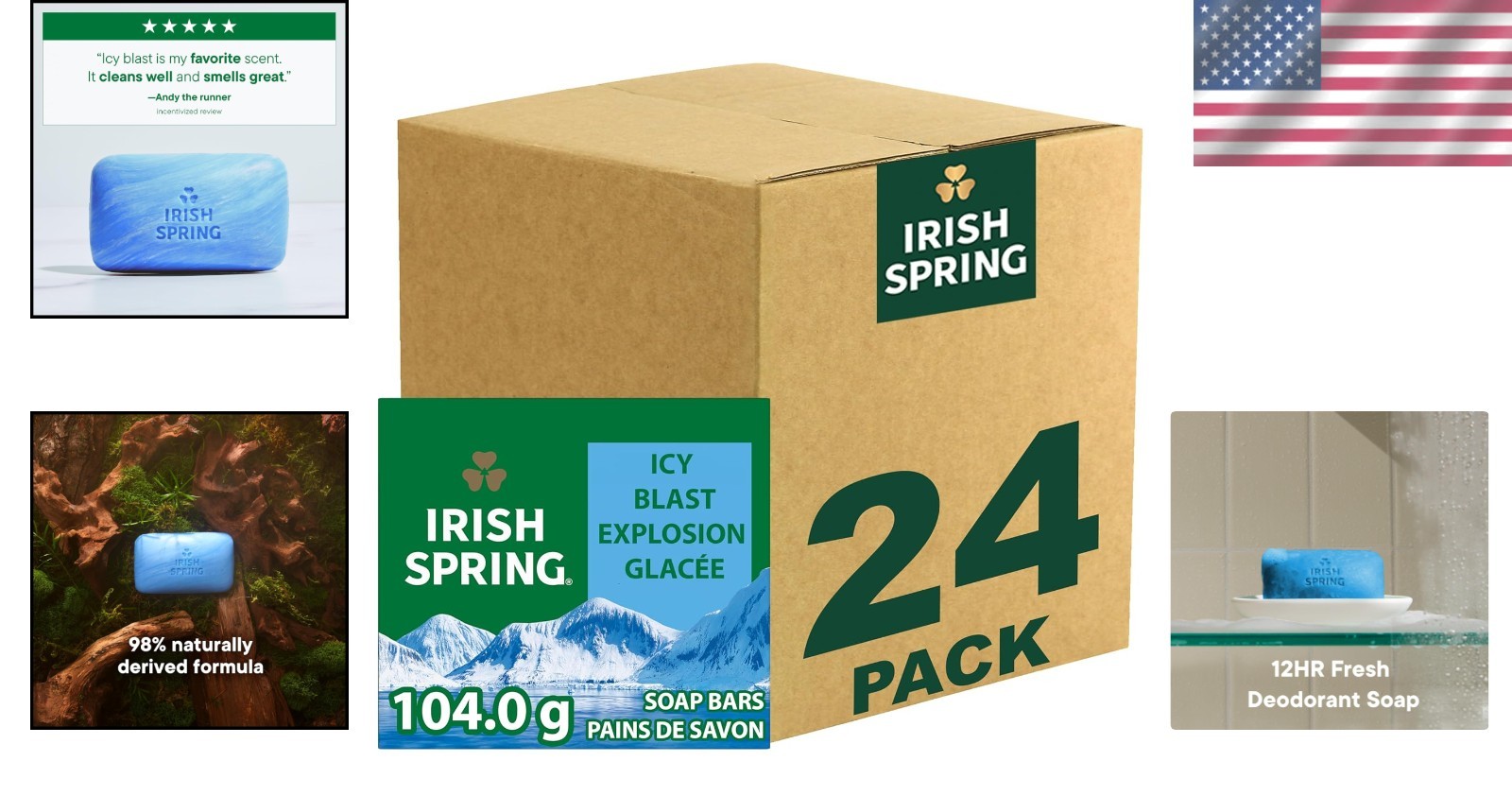 Icy Blast Men’s Bar Soap – 3.7 Oz, Infused with Flaxseed Oil for All Skin Types