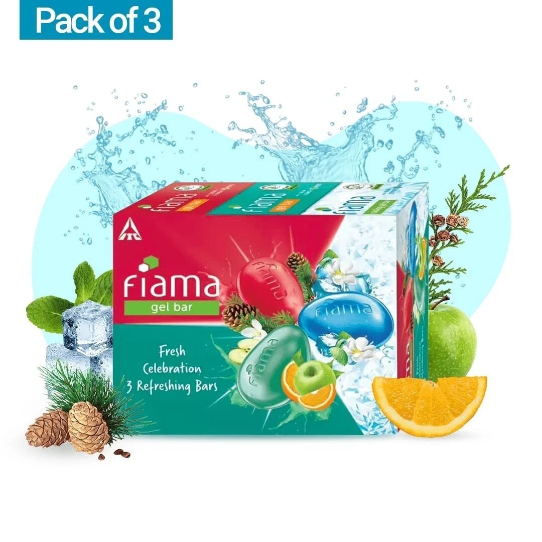 Fiama Gel Bathing Bar Fresh Celebration pack Soap for Women & Men Pack of 3 V883