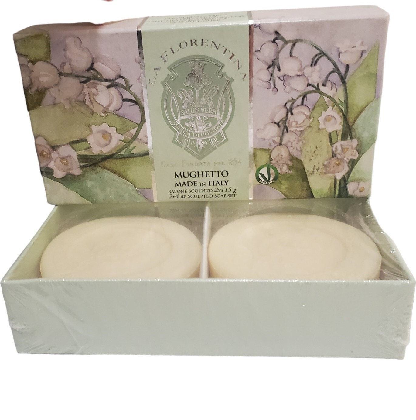 New La Florentina scented soap Mughetto 2x115g Made In Italy Sealed Set Box