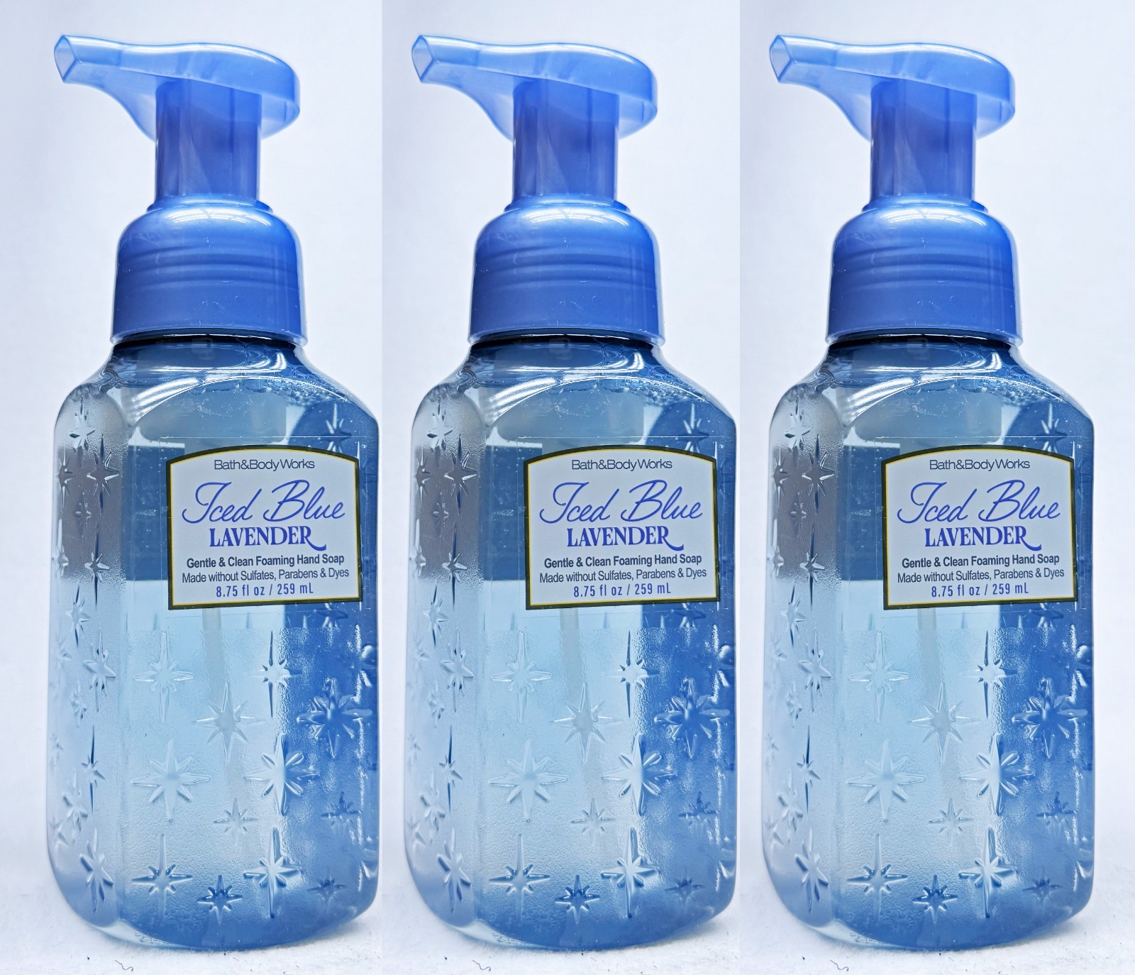 3 Bath & Body Works ICED BLUE LAVENDER Gentle Foaming Hand Soap 8.75 oz