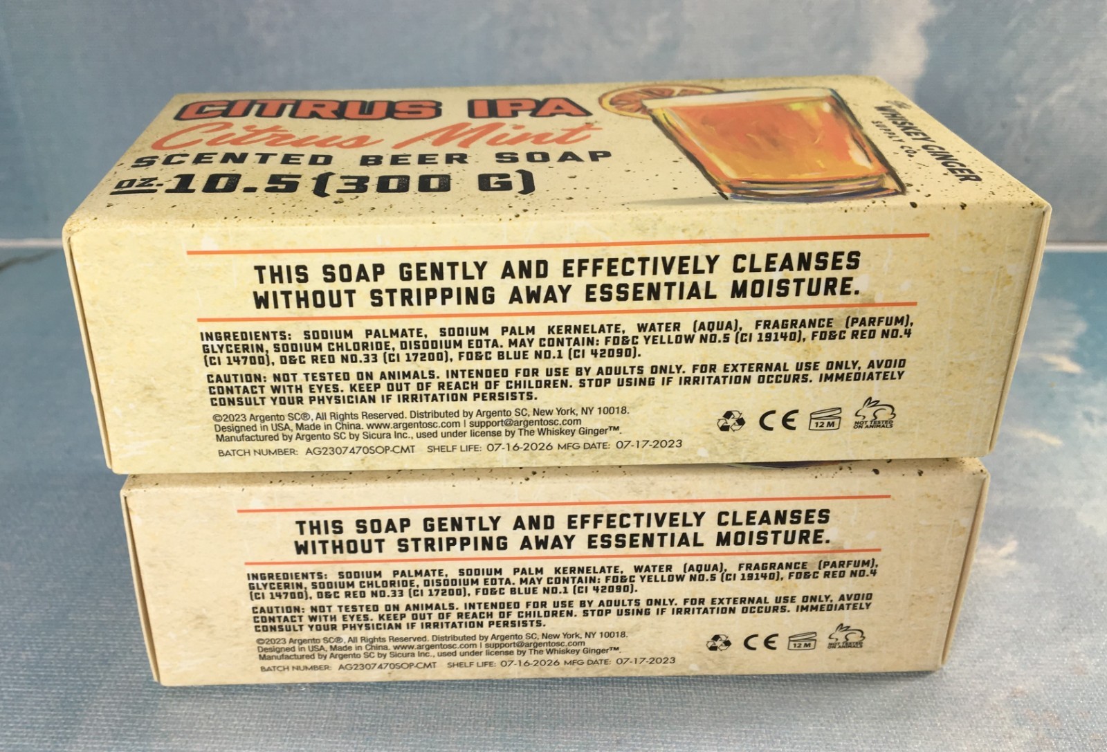 The Whiskey Ginger Co. Citrus Mint Beer Soap, 2 Pack, 10.5 oz (300 g) Each