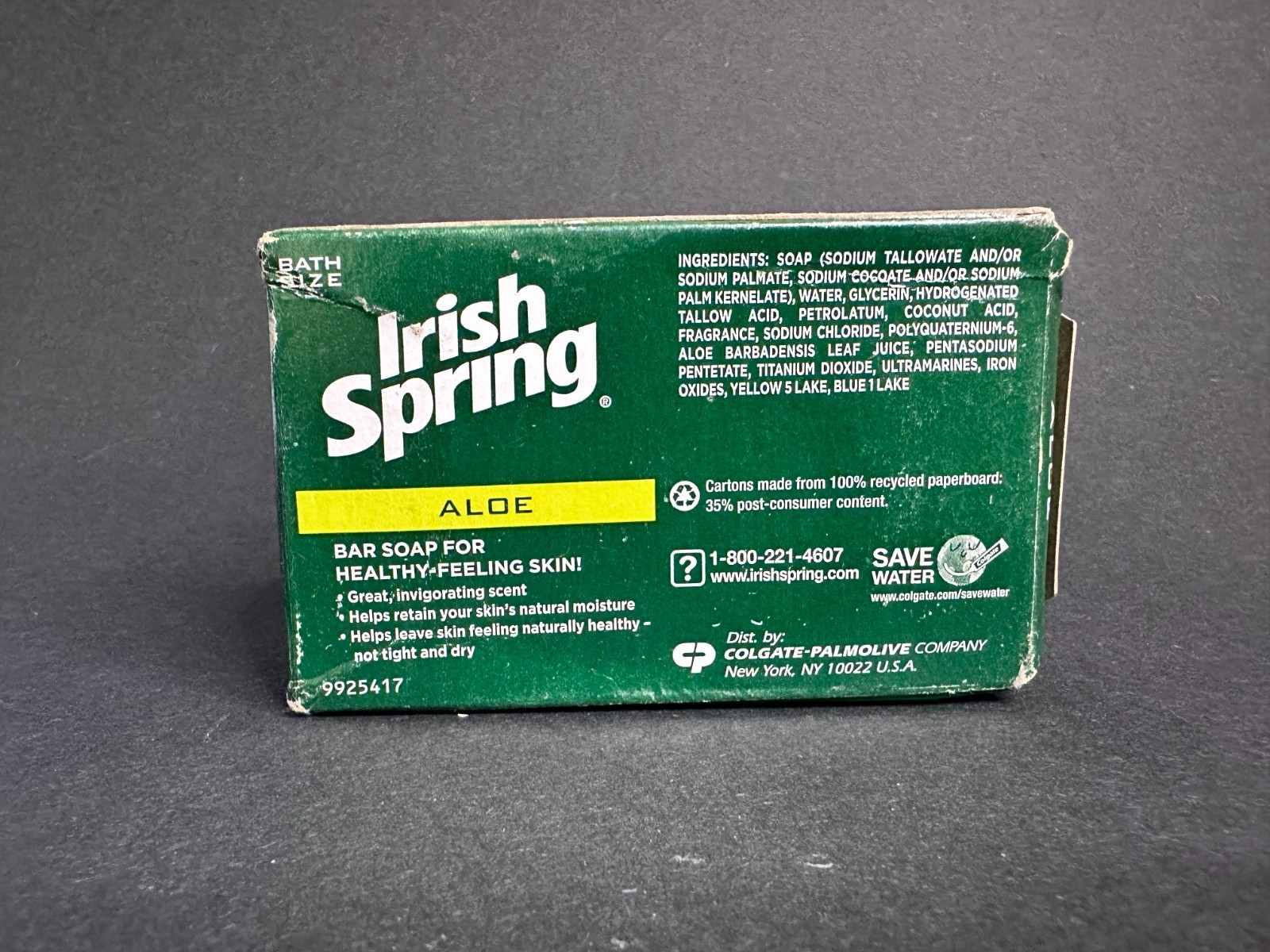 New Old Stock Irish Spring Deodorant Bar Soap Bath Size Aloe 3.75 oz Single Bar