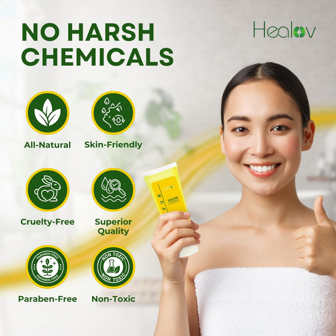 Sulfur Soap – Sulfur Face & Body Wash for Acne – Sulphur Exfoliating Facial Clea