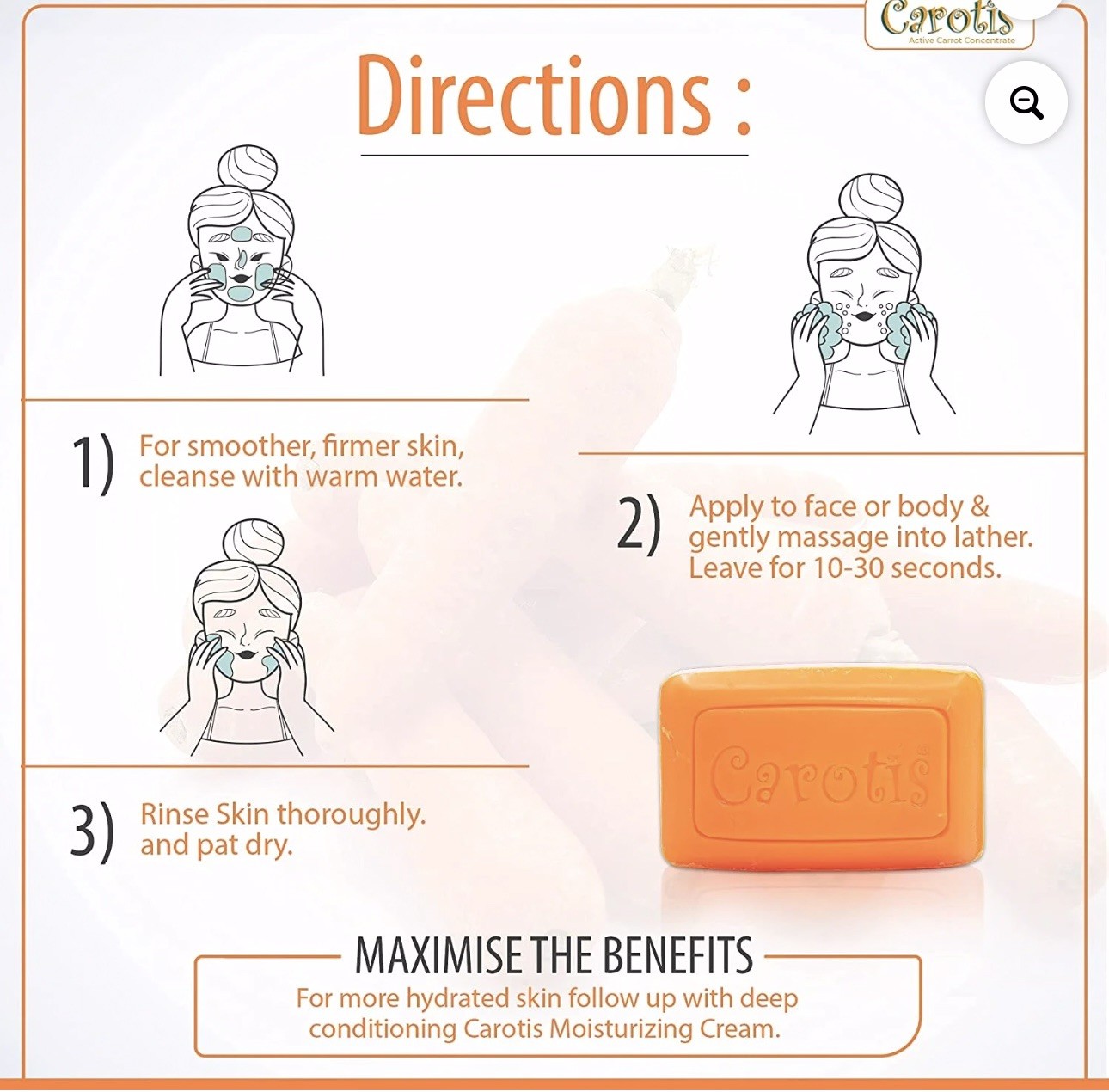 Carotis Beauty Soap 12-Pack | 80g Each Refreshing Cleansing Bars with Carrot Oil
