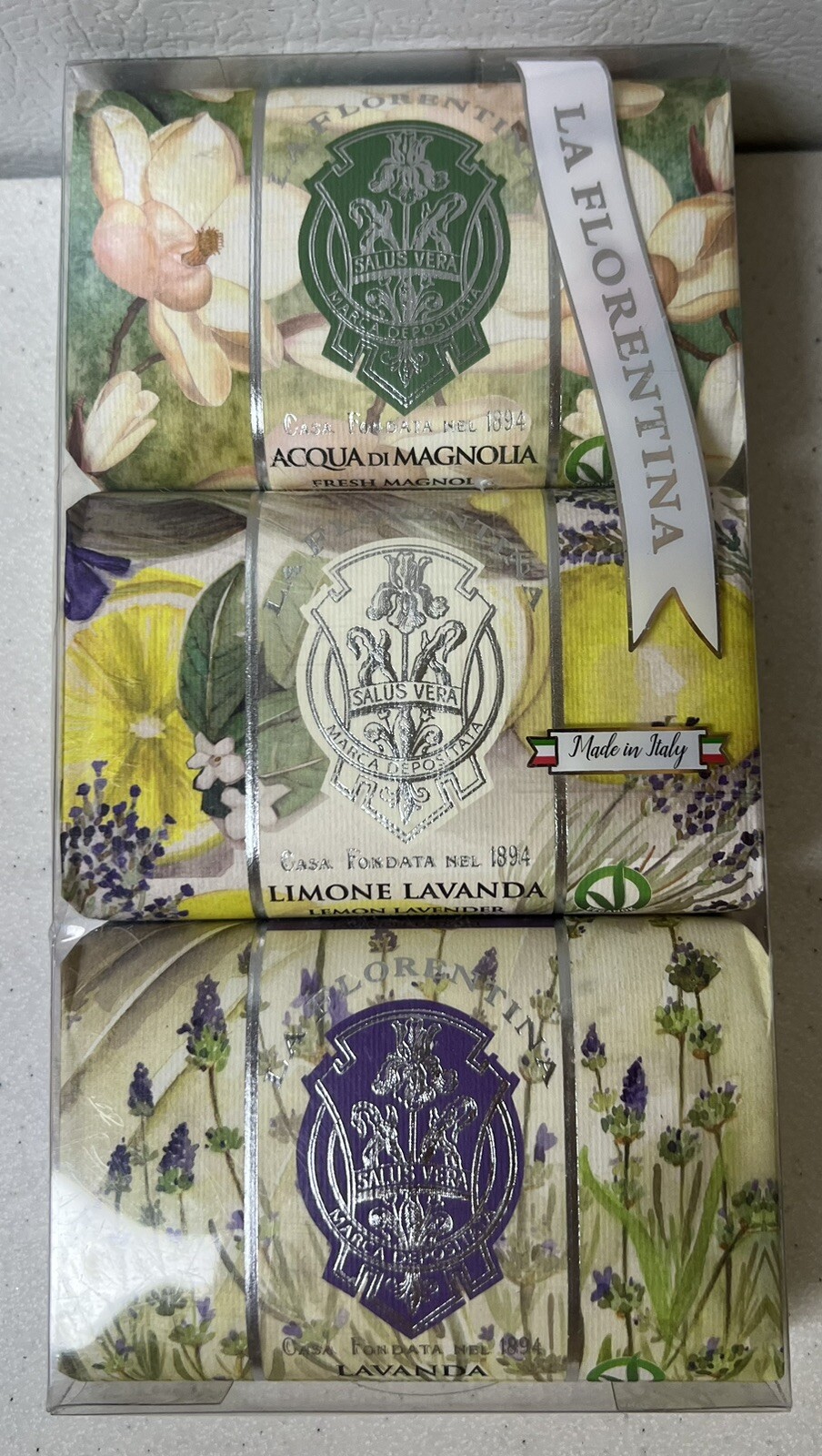 La Florentina – LAVENDER, LEMON LAVENDER, MAGNOLIA Soap Bar Set 3 x 7 oz