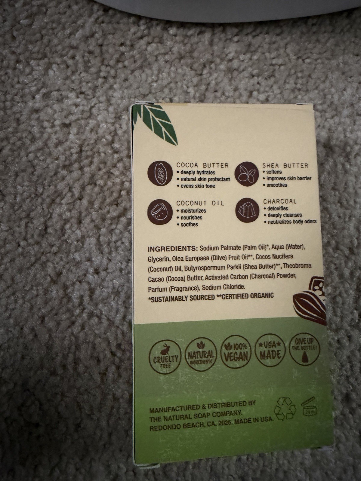 2xThe Natural Soap Company African Black All Natural Bar Soap Vegan Cruelty Free