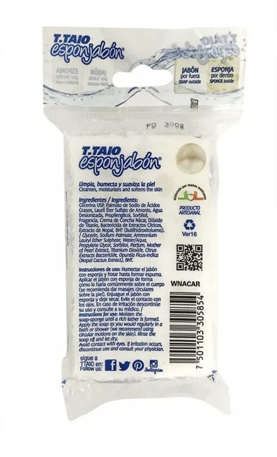 T-TAIO ESPONJABÓN MOTHER OF PEARL SOAP-SPONGE ALL SKIN TYPES Premium Quality⭐️⭐️
