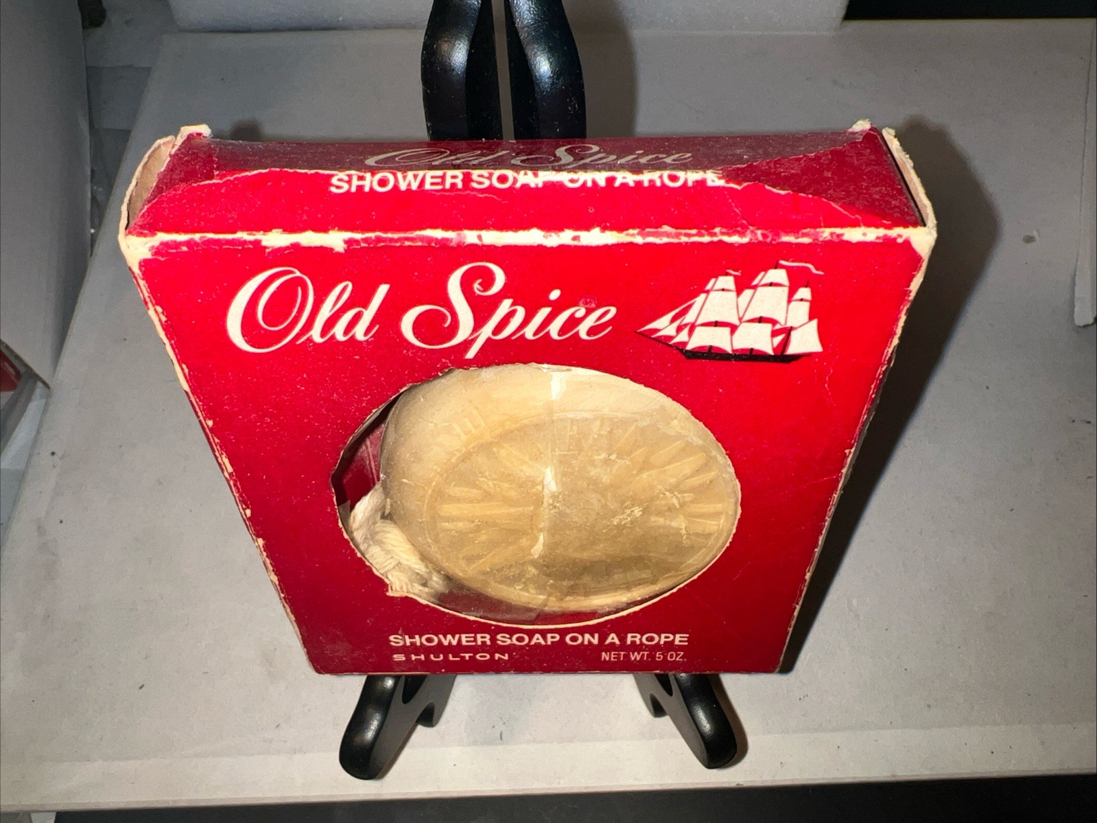 NOS Vintage Old Spice Shower Soap on a Rope 5 oz Shulton USA Boxed Compass Logo