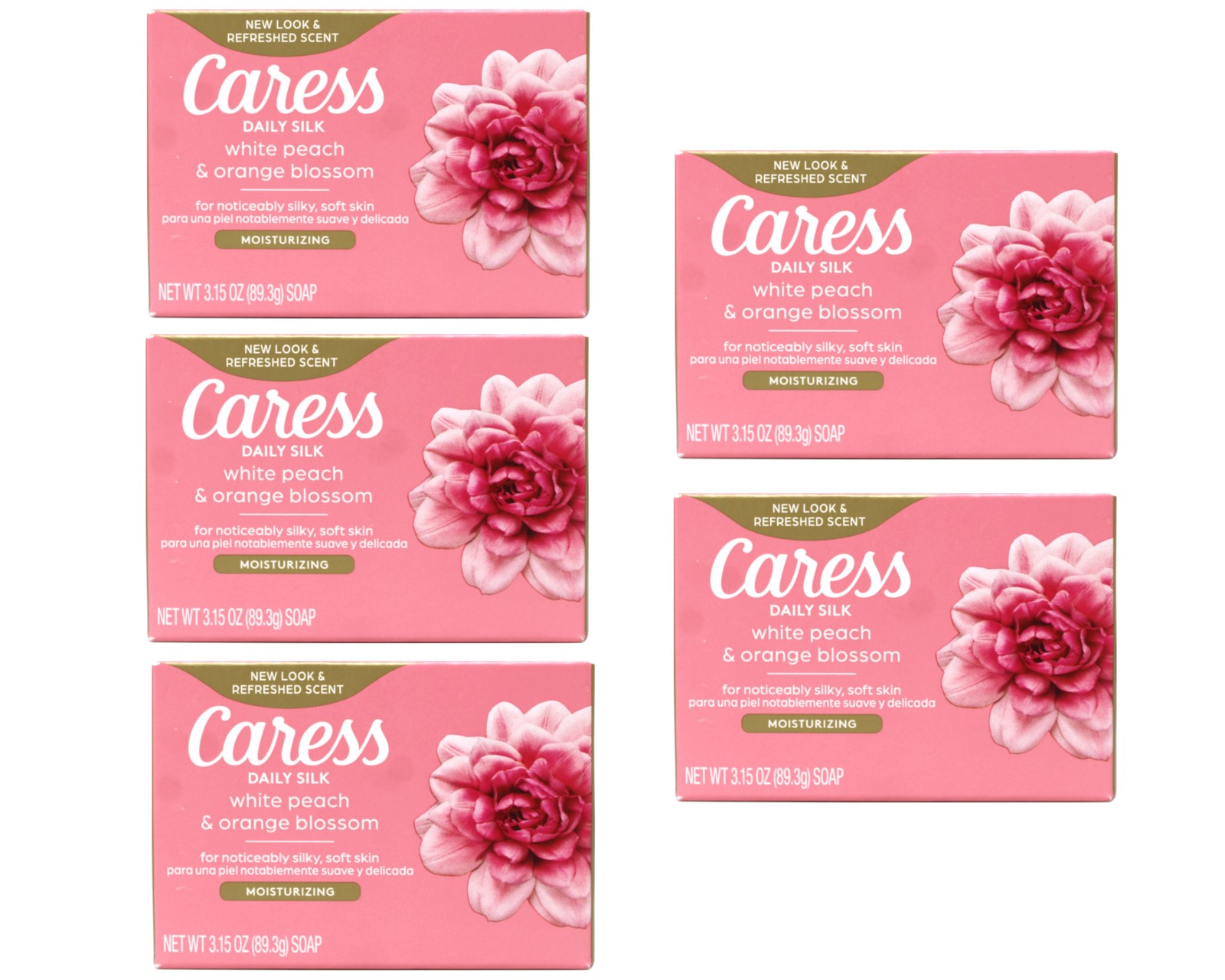 Caress Daily Silk Soap White Peach Orange Blossom 3.75 oz 6 Bars 5 Pack
