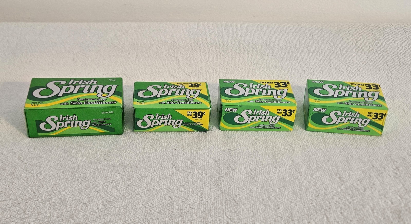 4 Bars of Vintage Irish Spring Deodorant Soap Classic Green Foil-Style Wrappers