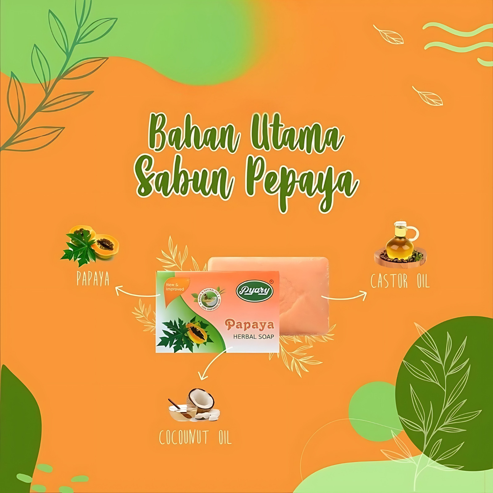 Pyary Papaya Beauty Soap 75g – Herbal Skin Brightening & Cleansing Bar