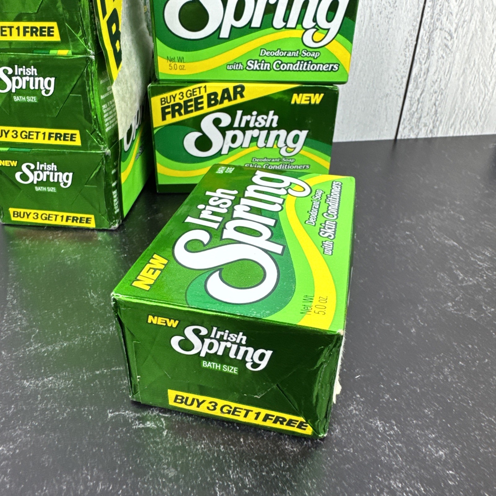 Vintage Irish Spring 7 Bars Original Deodorant Body Soap Skin Conditioners 5 OZ