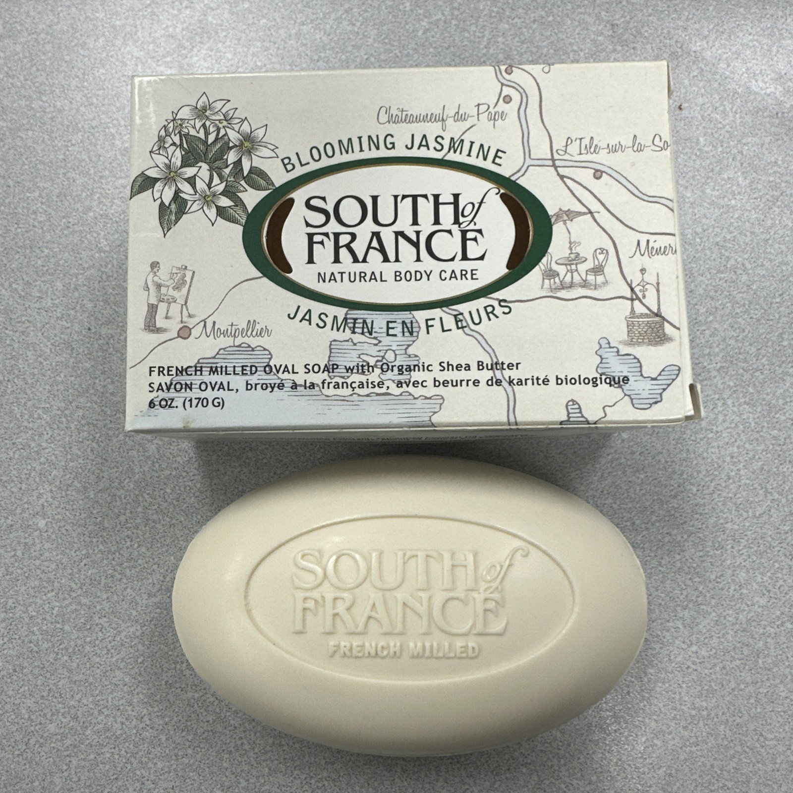 South of France French Triple Milled Oval Bar Soap Blooming Jasmine 6 oz Natural